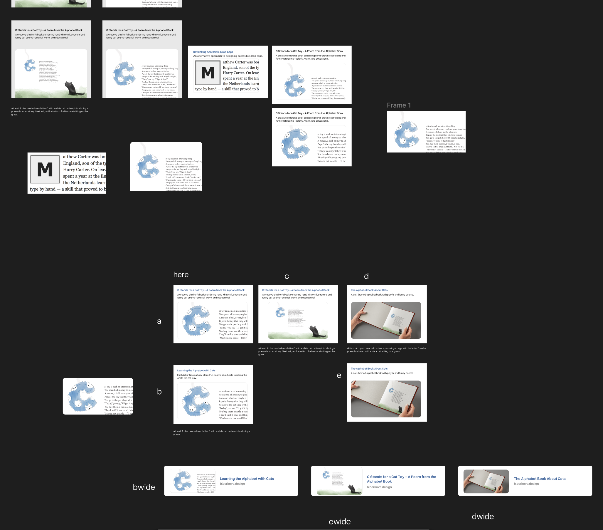 Figma screen with many images and alt texts.