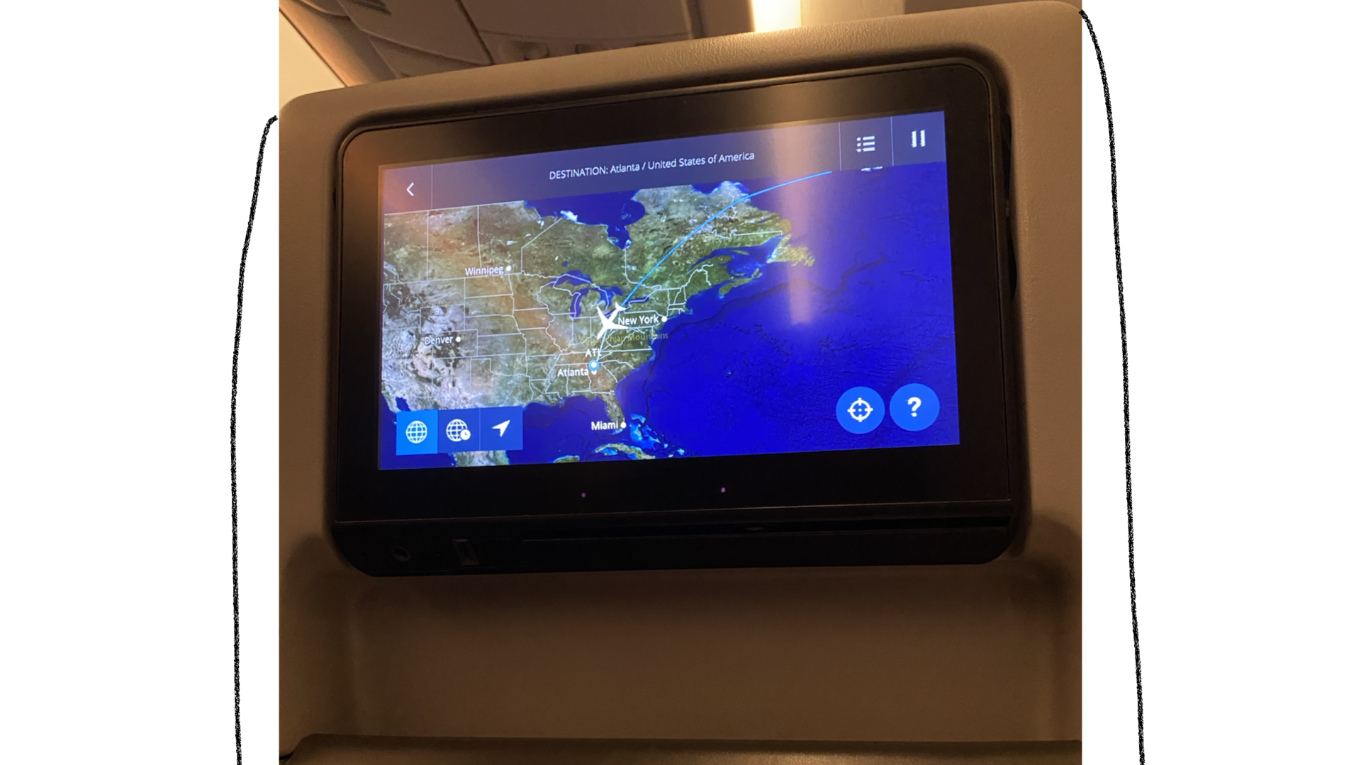 slide 7. Picture of a screen with map on a plane.