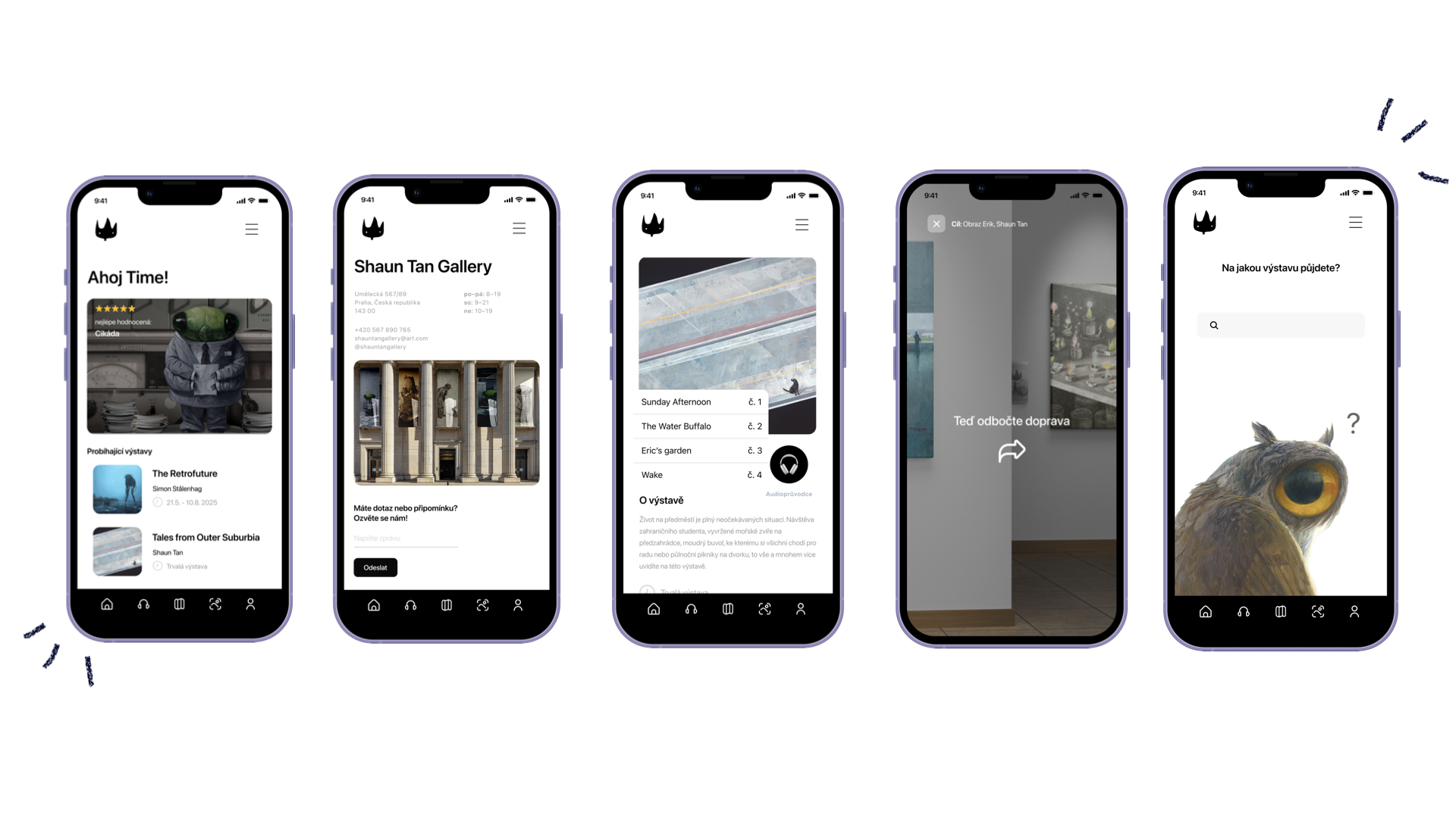 slide 20. Five screens showcasing the gallery app.
