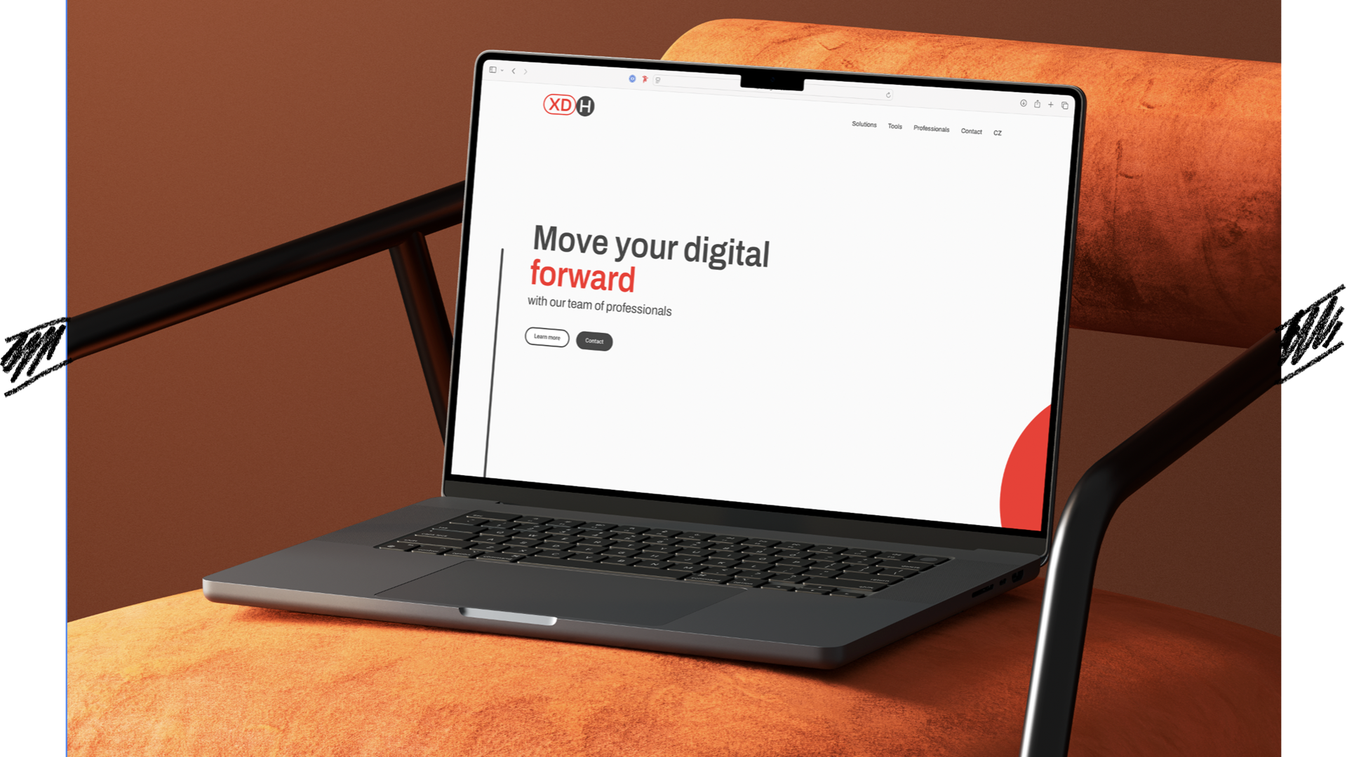 slide 30. Macbook mock-up with a website.