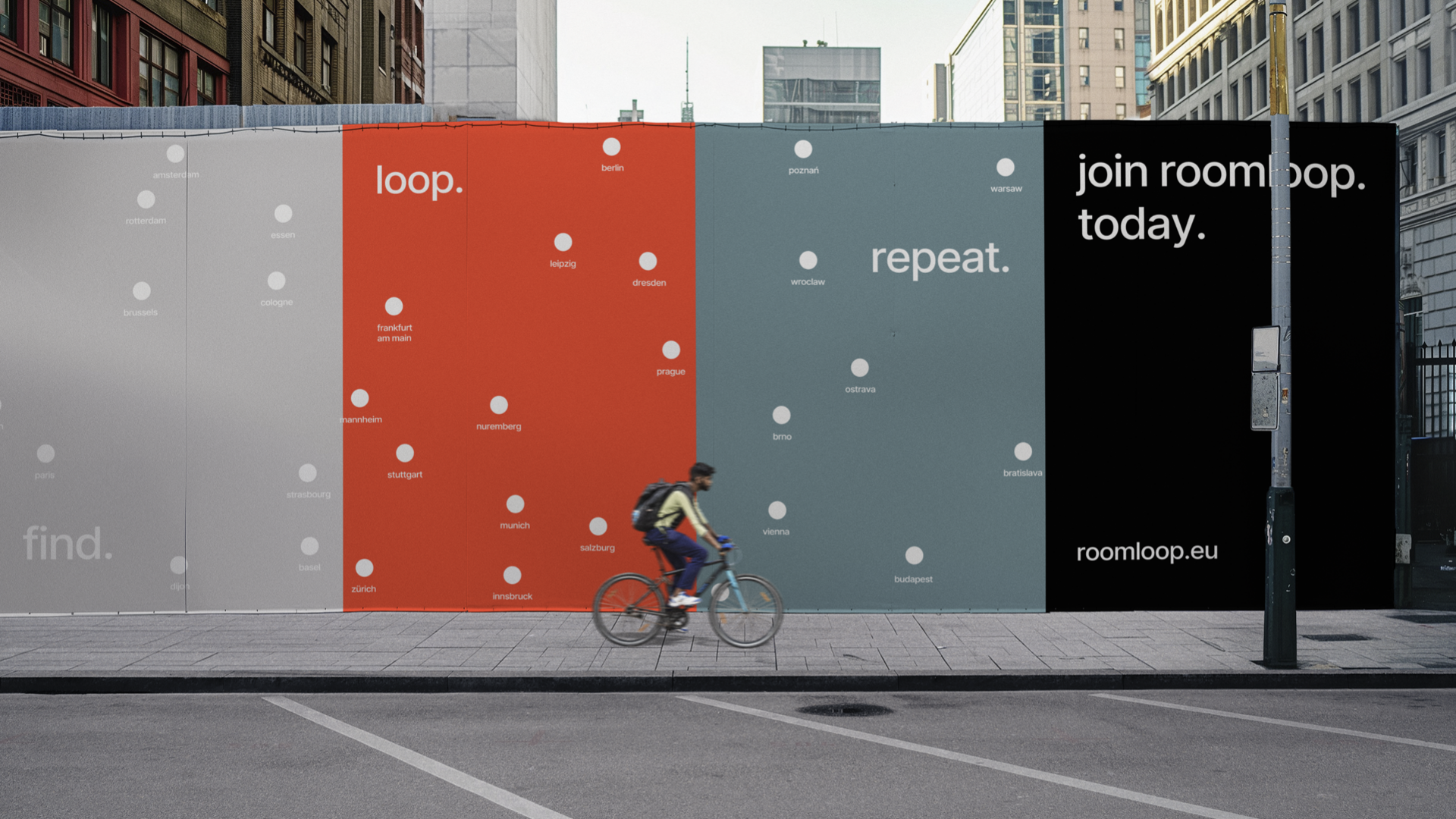 slide 35. Colorful Roomloop posters.